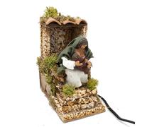 Pastore per Presepe in Movimento Donna con Bambino Statuina Terracotta 10 cm
