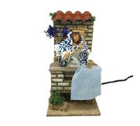 Pastore per Presepe in Movimento Donna con Tappeto Statuina Terracotta 10 cm