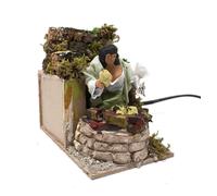 Pastore per Presepe in Movimento Donna Cucina Carciofi Statuina Terracotta 10 cm