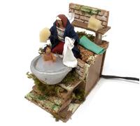 Pastore per Presepe in Movimento Donna Lava Bambino Statuina Terracotta 10 cm
