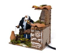 Pastore per Presepe in Movimento Il Girarrosto Statuina Terracotta 10 cm