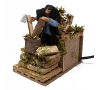 Pastore per Presepe in Movimento Il Taglialegna Statuina Terracotta 10 cm