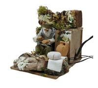 Pastore per Presepe in Movimento Uomo che si Scalda Statuina Terracotta 10 cm