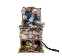 Pastore per Presepe in Movimento Uomo con Attrezzi Statuina Terracotta 10 cm