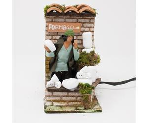 Pastore per Presepe in Movimento Venditore di Formaggi Statuina Terracotta 10 cm