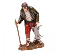 Pastore statuina cacciatore con lepre 12 cm di plastica Moranduzzo per presepe
