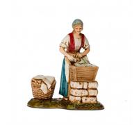 Pastore statuina Lavandaia 8 cm di plastica Moranduzzo per presepe