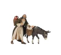 Pastore statuine Viandante con Asino 13 cm di plastica Moranduzzo