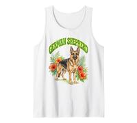Pastore Tedesco Amante Cane Groovy Floreale Acquerello Boho Canotta