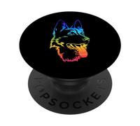Pastore tedesco arcobaleno per gli amanti dei cani e gli PopSockets PopGrip Adesivo