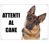 PASTORE TEDESCO attenti al cane mod 1 TARGA cartello IN METALLO (15X20)