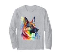 Pastore Tedesco Colorato Pop Art Tie Dye Acquerello Maglia a Manica