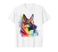 Pastore Tedesco Colorato Pop Art Tie Dye Acquerello Maglietta