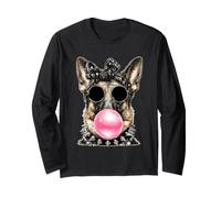 Pastore Tedesco con Occhiali da Sole Punk Animal Bubblegum Gothic Maglia a Manica