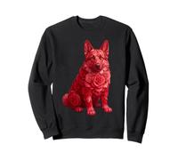Pastore Tedesco con Rose Rosse Cane Floreale San Valentino Felpa