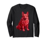 Pastore Tedesco con Rose Rosse Cane Floreale San Valentino Maglia a Manica
