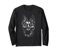 Pastore Tedesco Grafica Vintage Bianco e Nero Razza Cane Maglia a Manica