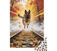 pastore tedesco Jigsaw Puzzle Impossibili 1000 Pezzi ferroviaria autunno Decorazione Per La Casa. Giochi Rilassamento E Intelligence Per Adulti E Bambini Da 12 Anni 1000pcs (75x50cm)