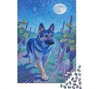 pastore tedesco Jigsaw Puzzle Impossible 1000 Pezzi Vigneto notte illuminato dalla luna Decorazione Per La Casa. Giochi Rilassamento E Intelligence Per Adulti E Bambini Da 12 Anni 1000pcs (75x50cm)