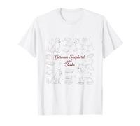 Pastore Tedesco Libri Doodle Disegno Leggi Amante del Libro Maglietta