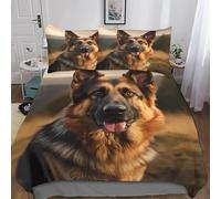 Pastore tedesco Microfibra Copripiumino,3D Set Di Biancheria Da Letto Per 3 Pezzi Stampa del cane Copripiumino,incluso Copripiumino E Federe,per Adulti E Ragazzi Bedding Con Lampo King（220x240cm）