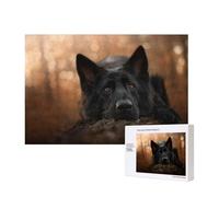 Pastore tedesco nero Bokeh autunno tedesco,Puzzle in legno da 300 pezzi per famiglie, per adulti e adolescenti, decorazioni per la casa