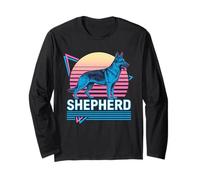 Pastore Tedesco Retrò Vintage Synthwave Estetica Amante dei Cani Maglia a Manica