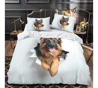 Pastore tedesco Set Di Copripiumino 3 Pezzi ultra microfibra stampa 3D con federa con cerniera decorazione per camera da letto Cane domestico copripiumino for adulti e bambini Single（140x200cm）