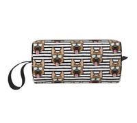Pastore Tedesco Strisce Nere Con Gli Occhiali, Borsa per il trucco Borsa per cosmetici Borsa da toilette da viaggio portatile Borsa per trucco Organizer