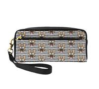 Pastore Tedesco Strisce Nere Con Gli Occhiali, Borsa per il trucco Borsa per cosmetici Borsa da viaggio portatile da toilette Astuccio in pelle per donne e ragazze