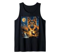 Pastore Tedesco Ululando alla Luna Cane Vintage Canotta