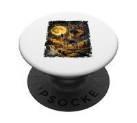 Pastore Tedesco Ululando Alla Luna Divertente Notte PopSockets PopGrip Adesivo