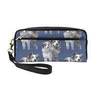 Pastori australiani blu merle, Borsa per il trucco Borsa per cosmetici Borsa da viaggio portatile da toilette Astuccio in pelle per donne e ragazze