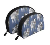 Pastori australiani blu merle, Borsa per trucco a conchiglia Portamonete da donna Borsa da toilette piccola Borsa per cosmetici 2 pezzi