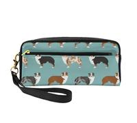 Pastori australiani, Borsa per il trucco Borsa per cosmetici Borsa da viaggio portatile da toilette Astuccio in pelle per donne e ragazze