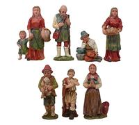 Pastori per Presepe 10 cm 7 Personaggi Statuine in Resina con Benino