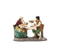Pastori statuine Coppia che mangia al tavolo 10 cm di plastica Moranduzzo