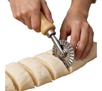 Pastry Cutter Wheel, Wooden Handle Crimping Tool, 1.5 Inch Dough Cutter Roller, Baking Pie Cookie Edge Trimmer, Kitchen Pastry Making Tool Use For Home Baking Dough Preparation