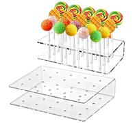 Pastry Stand Set - Premium 2-Pack Clear Lollipop Holder for Dessert Tables, Cupcake Candy Pop Display & Drying Rack, Ideal for Home Bakers Kids Parties Bridal Showers Bake Shops School Events Holiday
