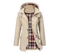 PASUDA Giacca Impermeabile Donna Giacca Trench Pioggia con Cappuccio Parka Lungo Giacca a Vento Traspirante Leggero Antipioggia Antivento All'aperto