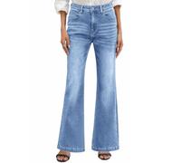 PASUDA Jeans Donna Vita Alta Jeans Elasticizzati a Zampa Elefante Pantaloni Bootcut Larghi Flared Jeans Slim Fit Bell Bottom Taglia Grande con Tasche Moda Casual retrò (Azzurro, XL)