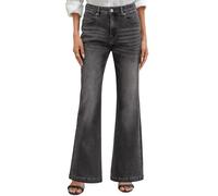 PASUDA Jeans Donna Vita Alta Jeans Elasticizzati a Zampa Elefante Pantaloni Bootcut Larghi Flared Jeans Slim Fit Bell Bottom Taglia Grande con Tasche Moda Casual retrò (Nero Chiaro, L)