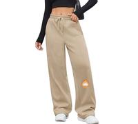 PASUDA Pantaloni Tuta Donna Pantaloni Termici Invernali Casual Larghi Pantaloni Jogging a Vita Alta Pantalon Sportivi Lungo Comodi in Pile Gamba Larga Jogger con Tasche e Coulisse (Kaki, L)