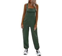 PASUDA Salopette Donna Invernale Baggy Jumpsuit Tuta Intera Calda D'inverno Con Tracolla Regolabile E Tasche Multiple (Verde Militare, XL)