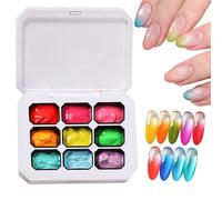 Pat Gel | 9 Colors Gradient Painting UV/LED Curing | Painting Gel Palette For Gradient Blush | For Home Professional Salon DIY Enthusiasts Technicians Beginners Women Practice