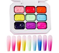 Pat Gel Polish, Gradient Manicure Painting, 9-Color Nails Art Palette, Creative Nail Design Set, Smooth Brush-On Gels Polish for Paintings, Arts, Salon, School, Fashion