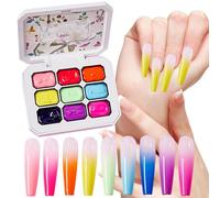 Pat Gel Polish, Gradient Manicure Painting Gel, 9-Color Nails Arts Design Palette, Creative DIYers Accessory Set for Girls, Ideal for Salon or At-Home Nail Decoration