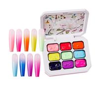 Pat Gel Polish, Gradient Paint with 9 Color Palette, Nail Design Accessories, Sturdy Gel Painting Set for Women, Girls, Beginners, Salon, Travel, Daily Use, Styling, Home