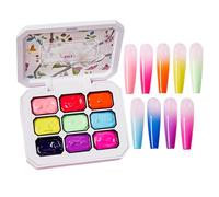 Pat Gel Polish, Manicure Gradient Painting Gel Set, 9 Color Polish Palette, Creative Design Accessories for Girls Nail Painting and Salon Style Manicure Use