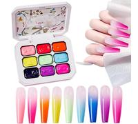 Pat Gel Polish, Manicure Gradient Painting Gel Set con 9 colori vivaci, Creative Nail Design Palette, Long-Lasting, Gel di alta pigmento per ragazze, Salon and Home Nails Art Accessories